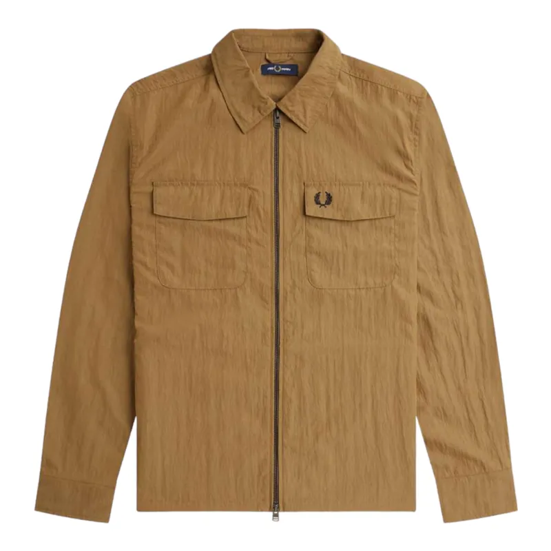 Fred Perry Lightweight Zip-Through Overshirt Shaded Stone
