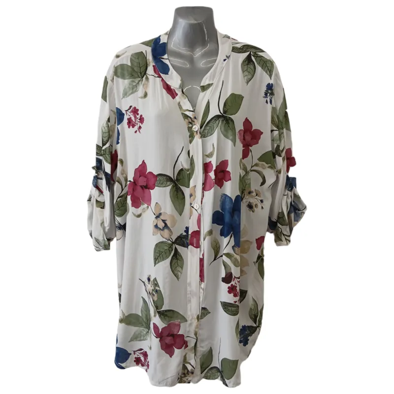 Goose Island floral 3/4 sleeve blouse White