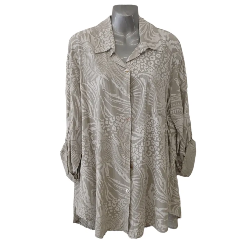 Goose Island animal print abstract blouse Beige