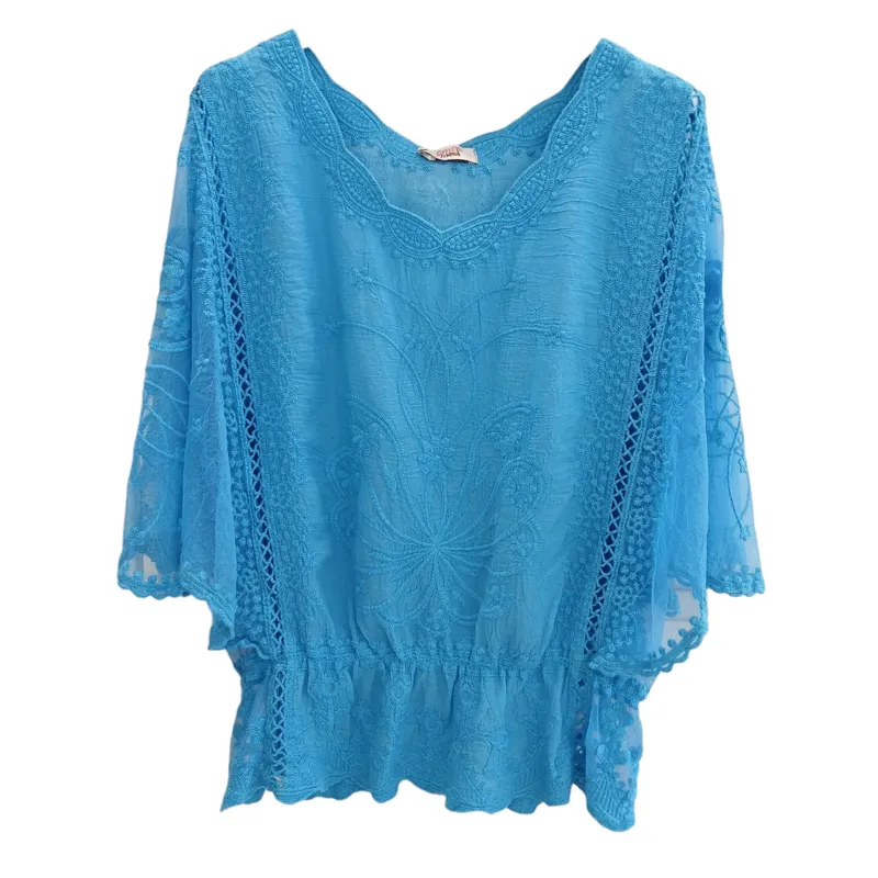 Goose Island embroidered top Turquoise 