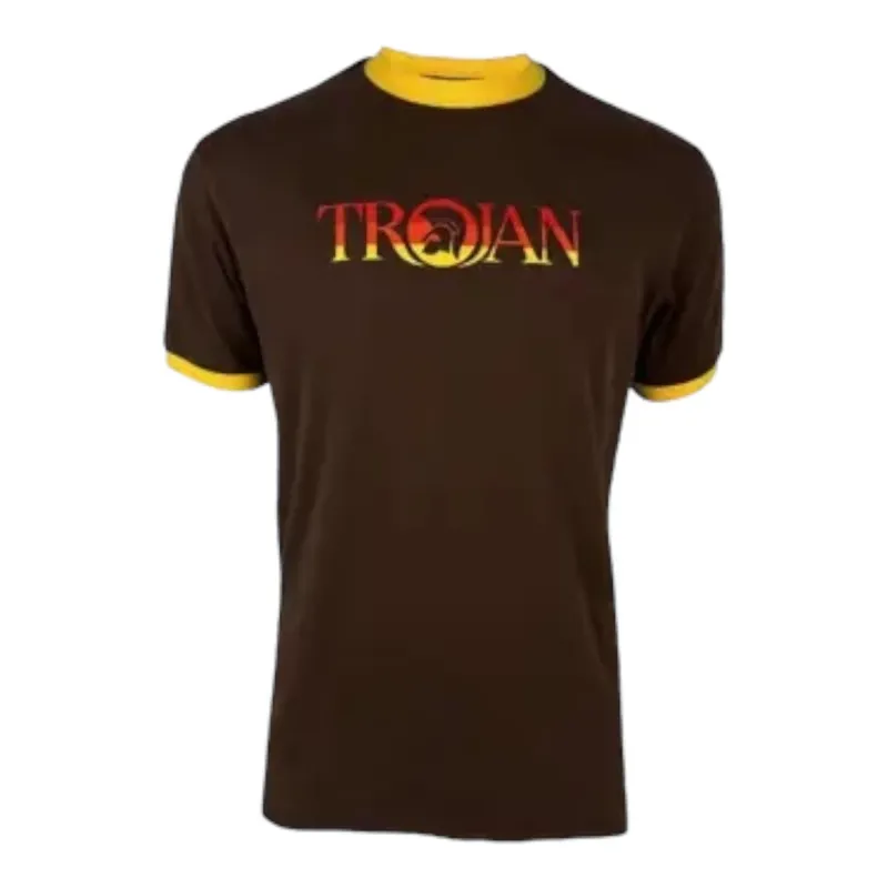 Trojan Logo Ringer T-Shirt Chocolate SIZE LARGE and XXXL ONLY