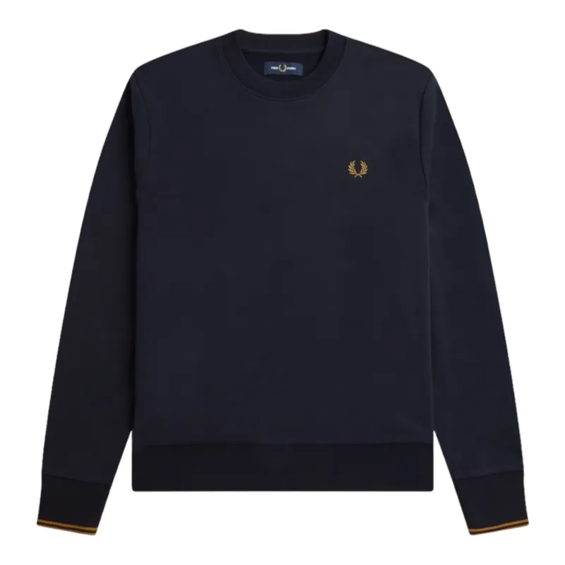 Fred Perry Crew Neck Sweatshirt Navy Caramel 