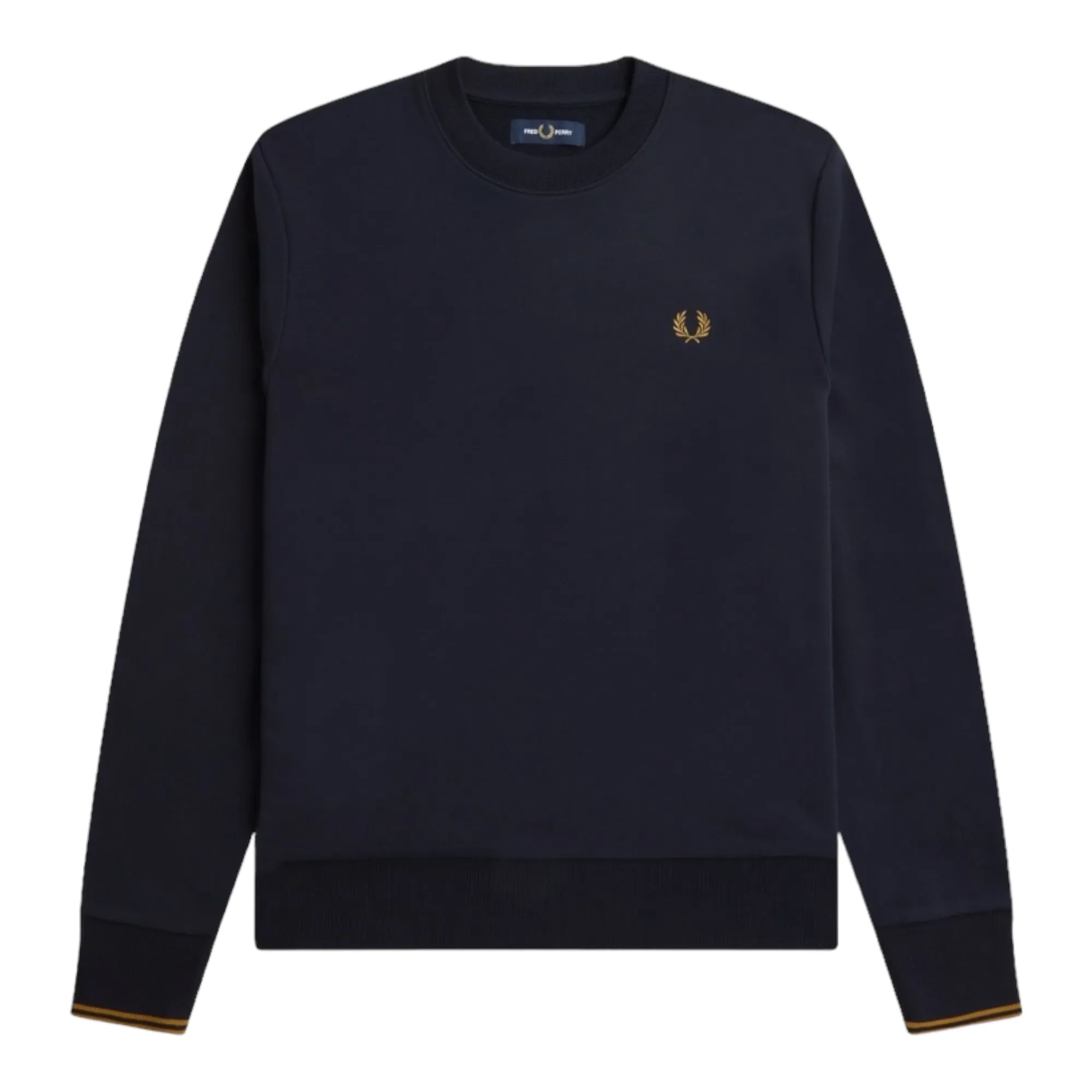 Fred Perry M7535 R63 Mens Crew Neck Sweatshirt Navy Caramel