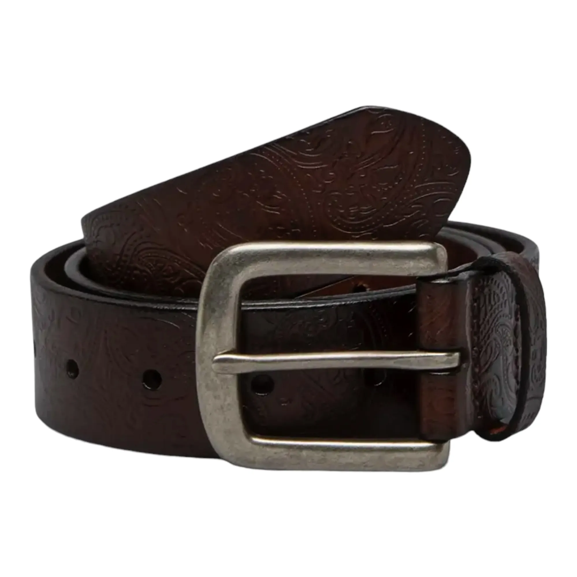 Pretty Green G24Q3MUACC487 Paisley Embossed Leather Belt Brown Pretty Green G24Q3MUACC487 Paisley Embossed Leather Belt Brown