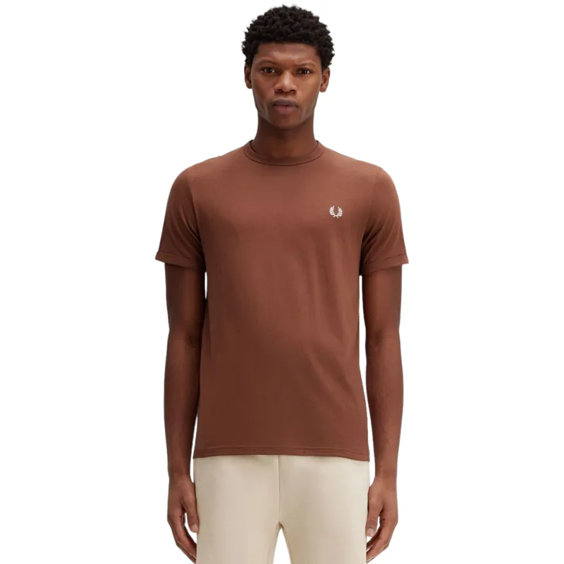 Fred Perry M3519-S54 Ringer T-shirt Whiskey Brown LARGE ONLY LAST ONE-1