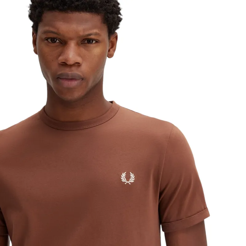 Fred Perry M3519-S54 Ringer T-shirt Whiskey Brown LARGE ONLY LAST ONE-2