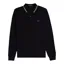 Fred Perry Long Sleeve Polo Shirt Black / Ecru / Green MEDIUM ONLY