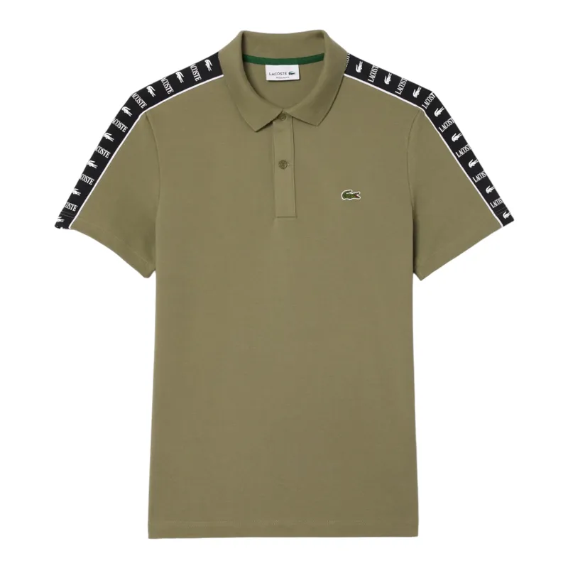 Lacoste Taped Sleeve Polo T-shirt Khaki LARGE and XL ONLY