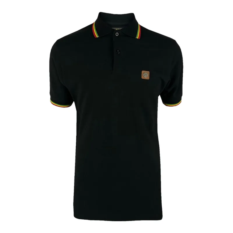 Trojan Three Colour Tipped Polo Black