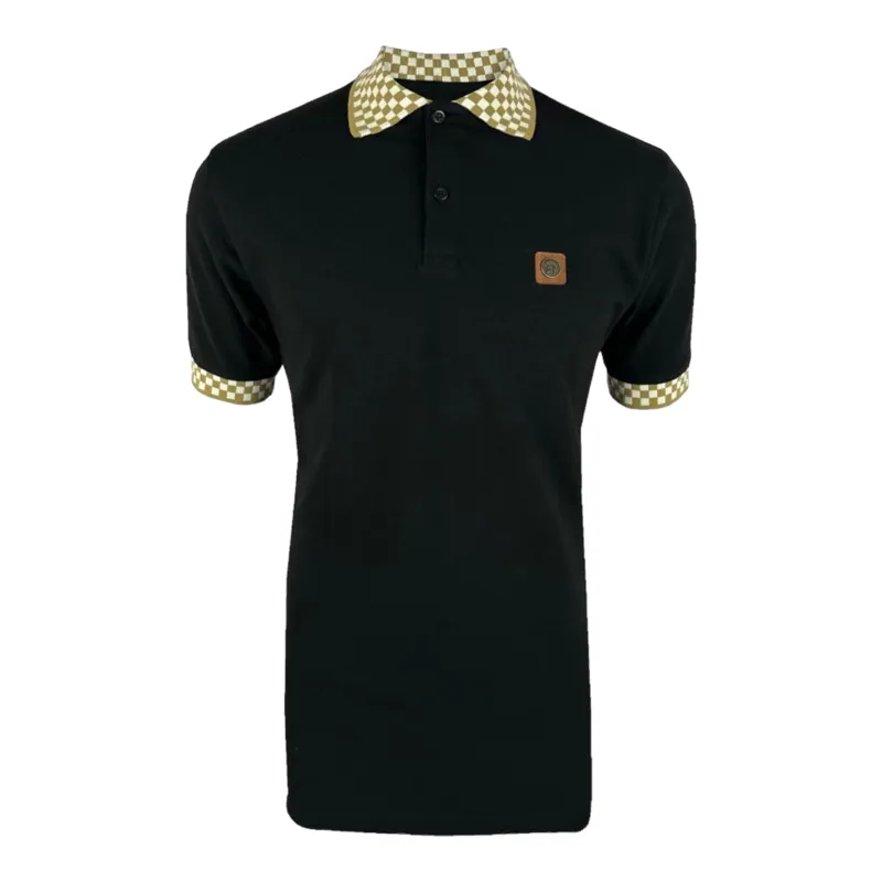 Trojan Chequerboard Trim Pique Polo Camel