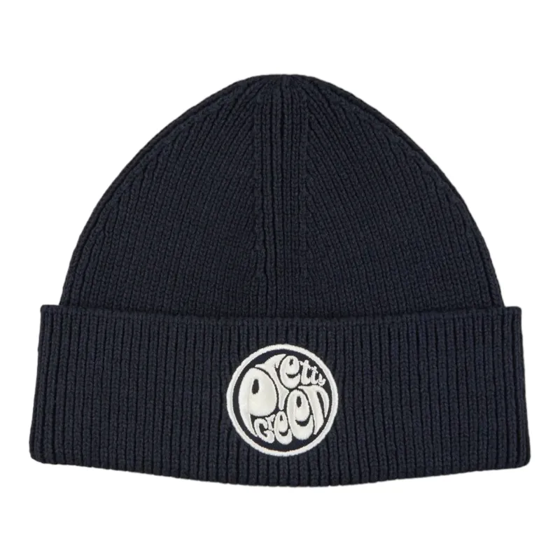 Pretty Green Logo Knit Beanie Navy