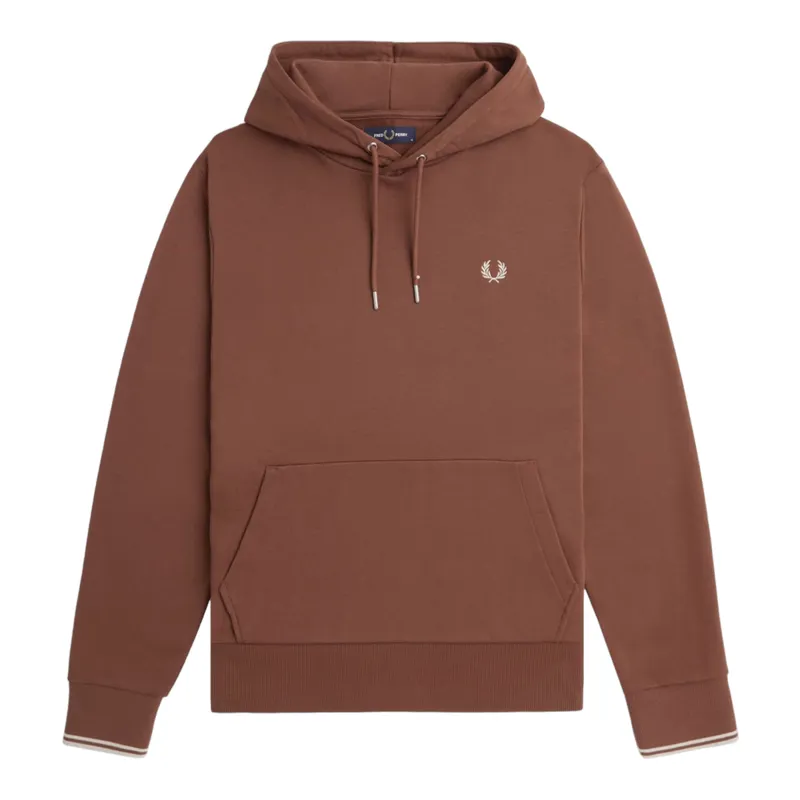 Fred Perry Overhead Tipped Hoodie Whiskey Brown