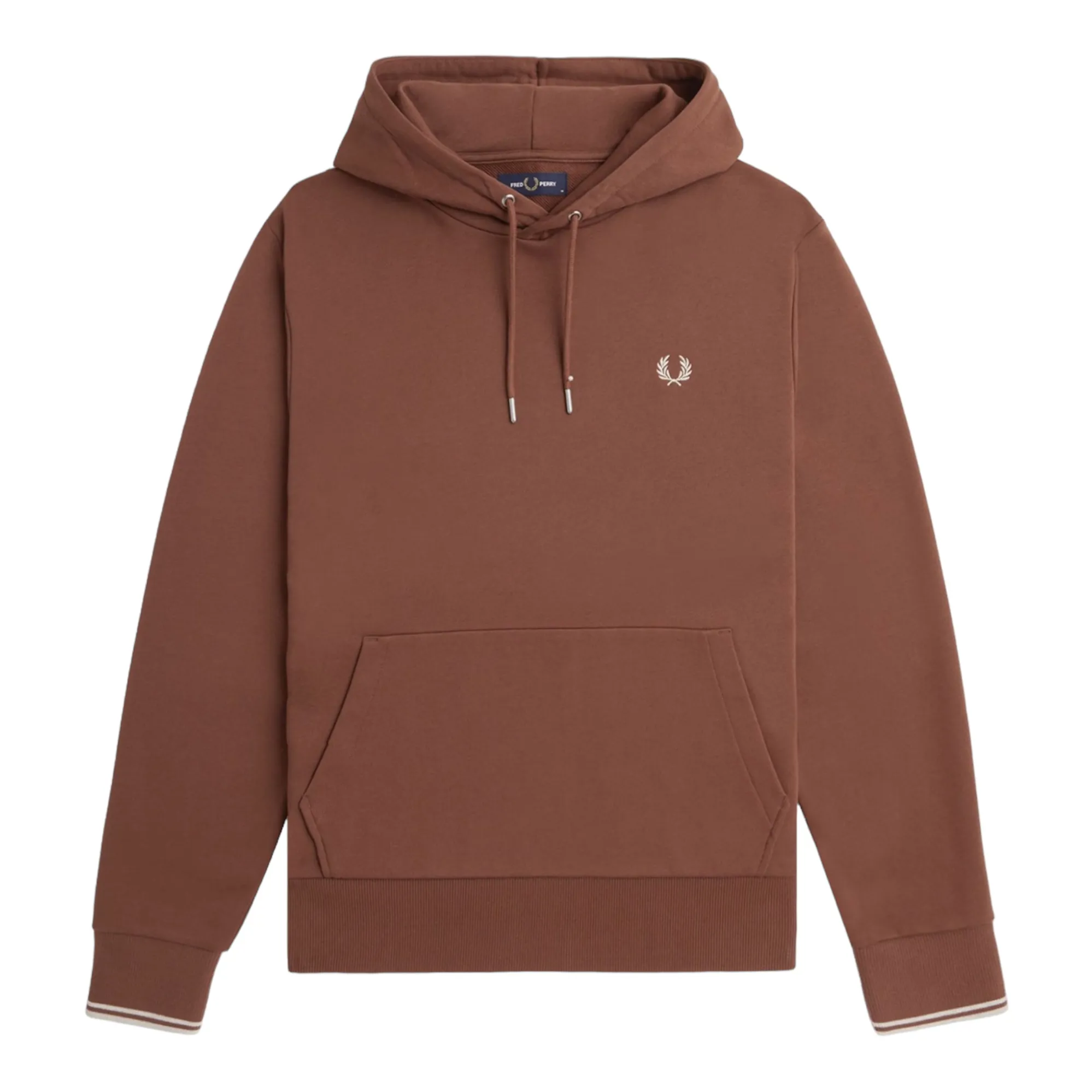 Fred Perry M2643 Overhead Tipped Hoodie Whiskey Brown