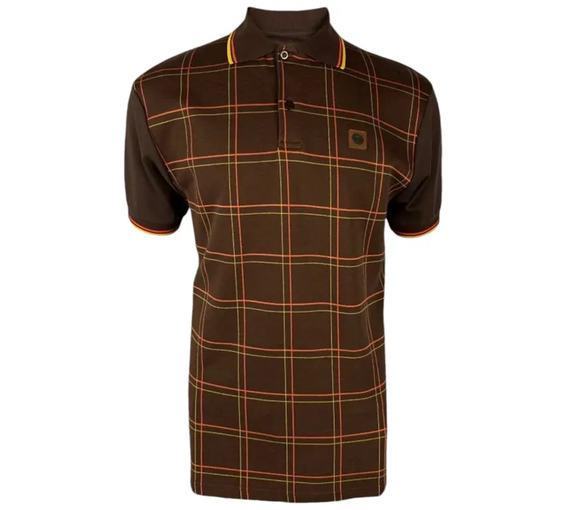 Trojan Check Panel Polo Chocolate MEDIUM ONLY LAST ONE