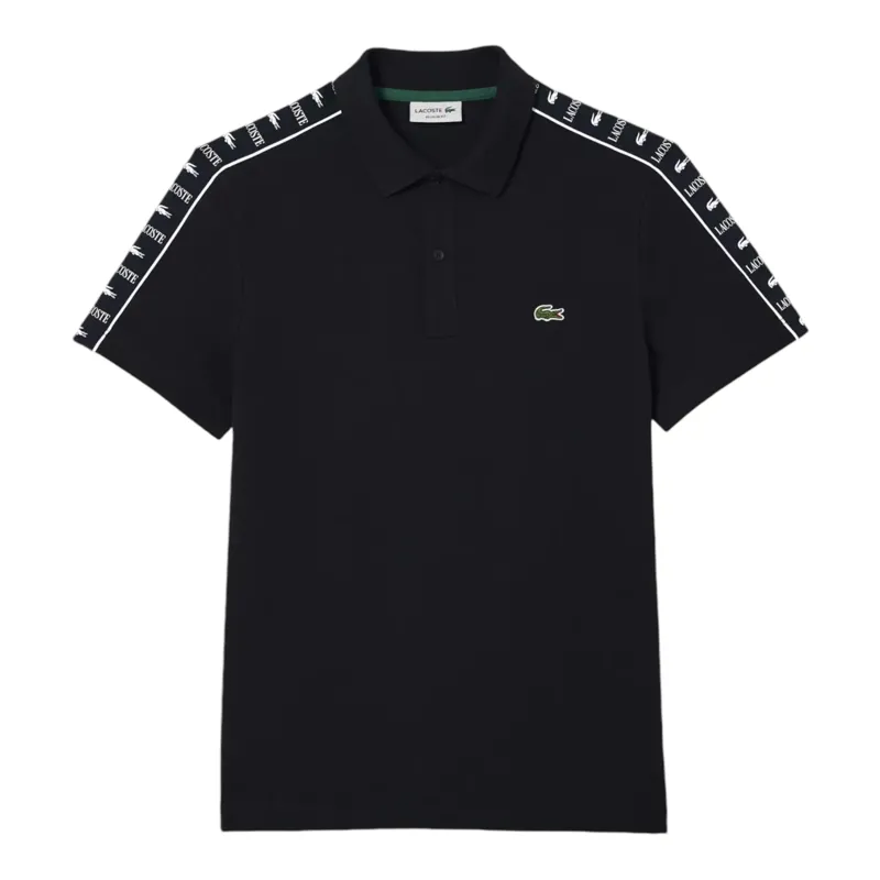 Lacoste Taped Sleeve Polo T-shirt Black LARGE ONLY