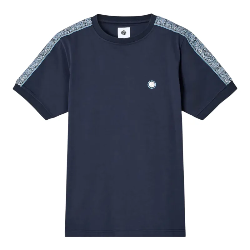 Pretty Green Eclipse Paisley Tape T-Shirt Navy