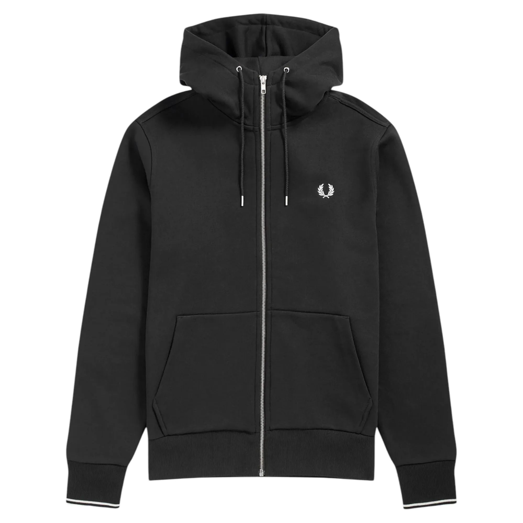 Fred Perry J7536-198 Mens Hoodie Zip Through Sweatshirt Black Fred Perry J7536-198 Mens Hoodie Zip Through Sweatshirt Black