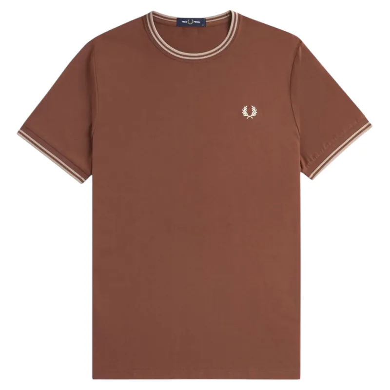 Fred Perry Twin Tipped T-shirt Whiskey Brown / Porridge 