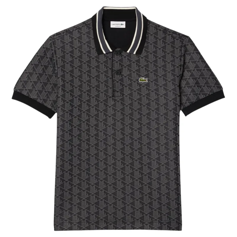Lacoste Monogram Jacquard Polo T-shirt Black