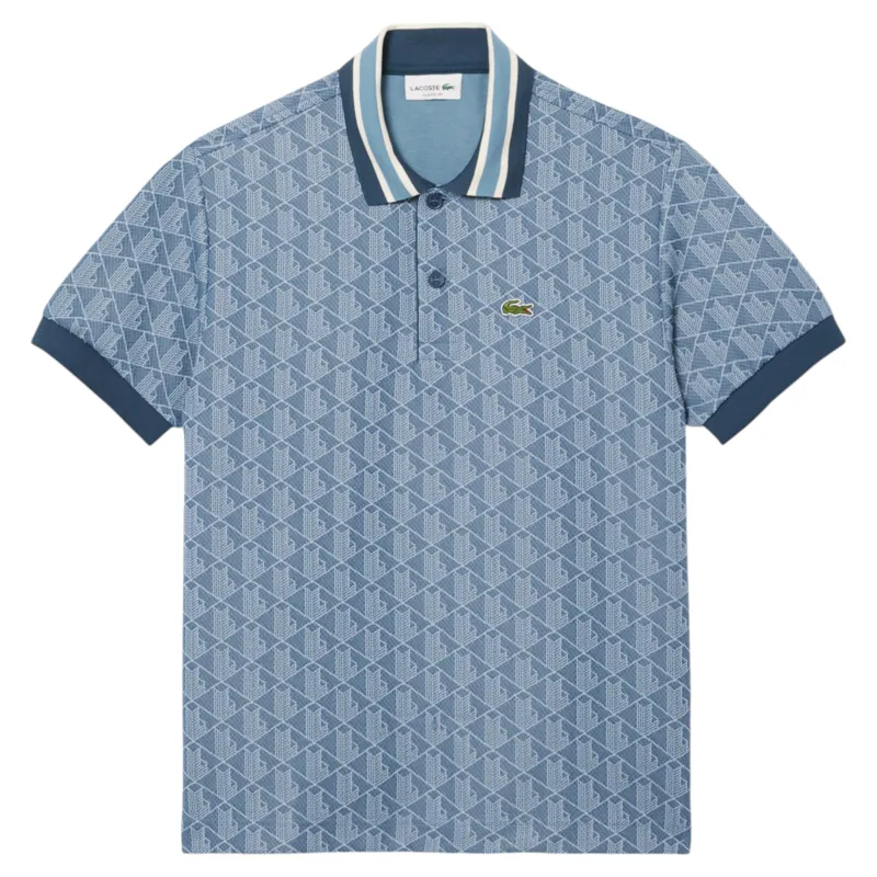 Lacoste Monogram Jacquard Polo T-shirt Blue
