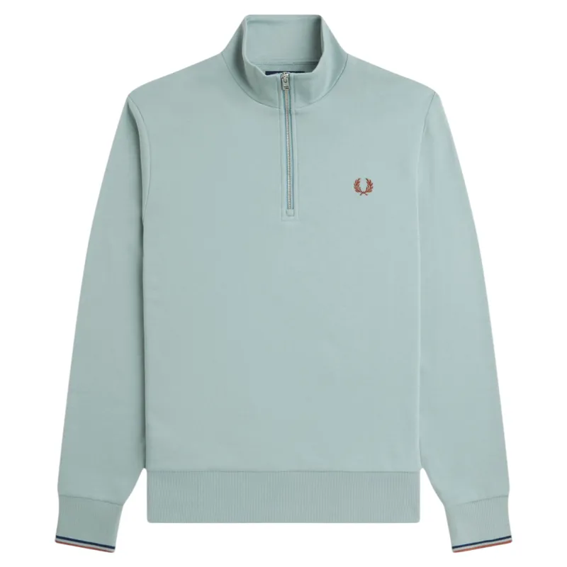 Fred Perry Half Zip Sweatshirt Silver Blue