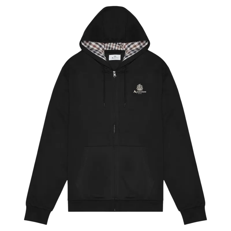 Aquascutum Small Logo Full Zip Hoodie Black-6