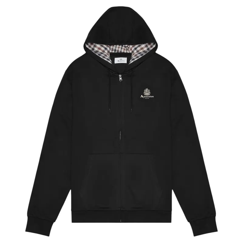Aquascutum Small Logo Full Zip Hoodie Black