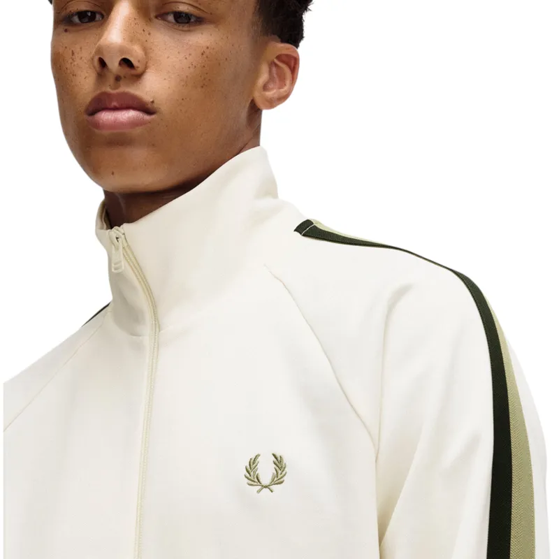 Fred Perry Two Colour Tape Track Jacket Ecru
