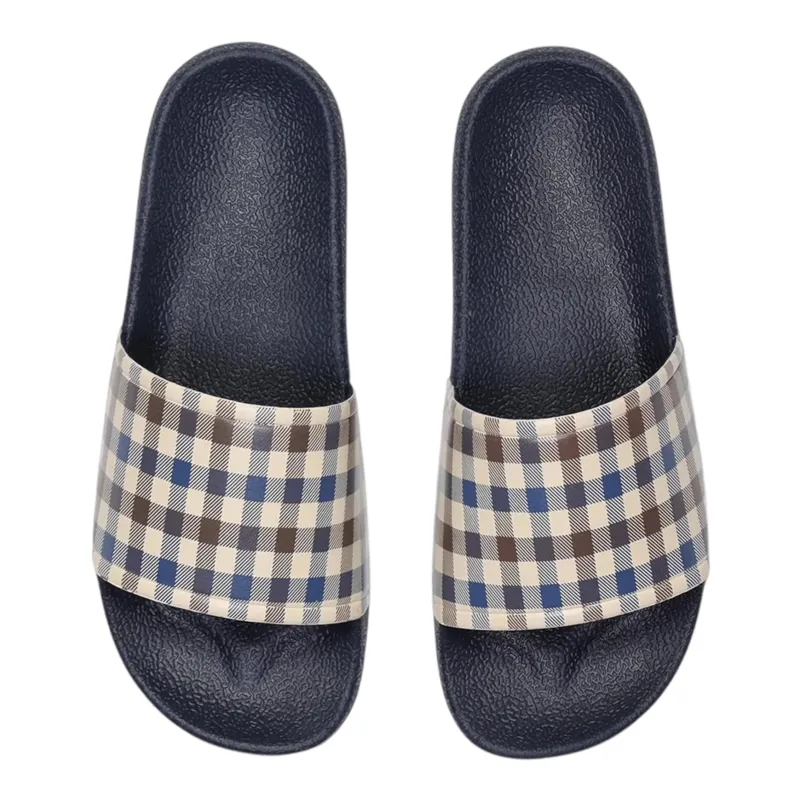 Aquascutum Club Check Sliders Navy
