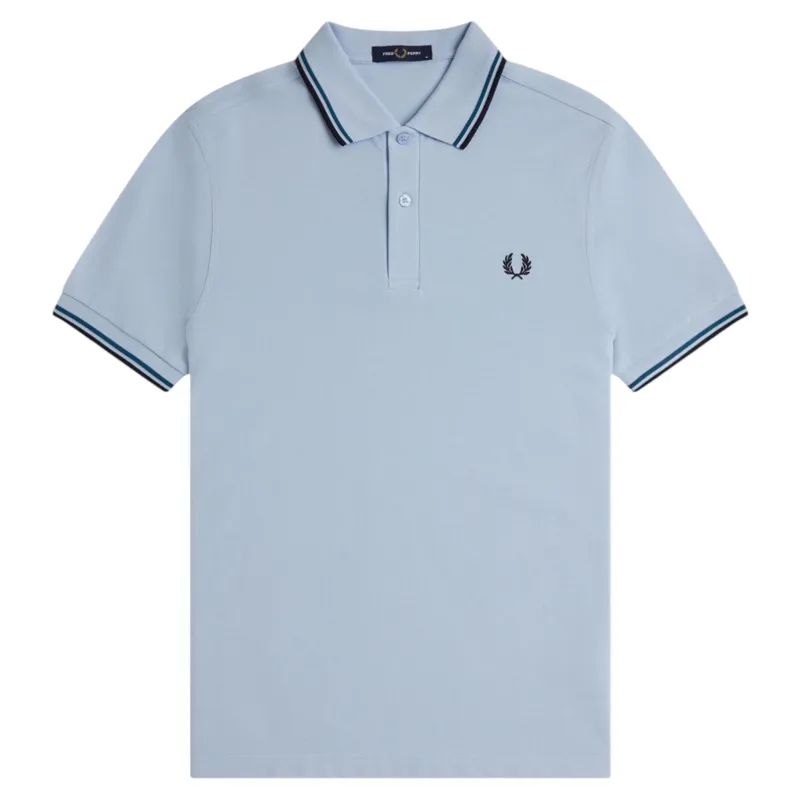 Fred Perry M3600-Y58 Polo T-shirt Light Smoke / Petrol Blue