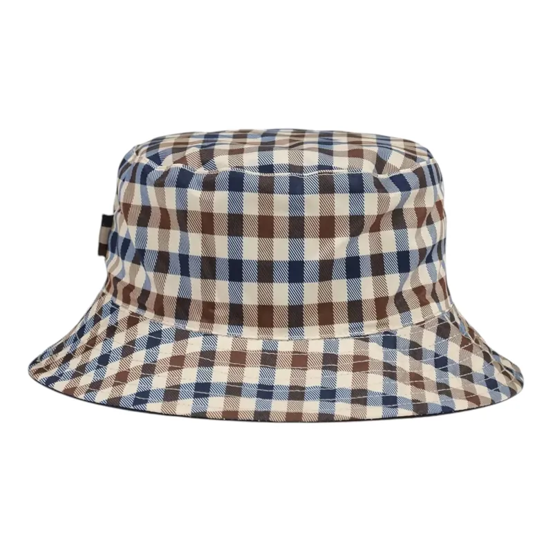 Aquascutum Reversible Bucket Hat Club Check Navy 