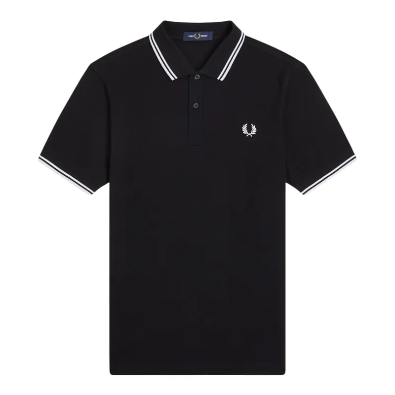 Fred Perry M3600-350 Polo T-shirt Black / White / White