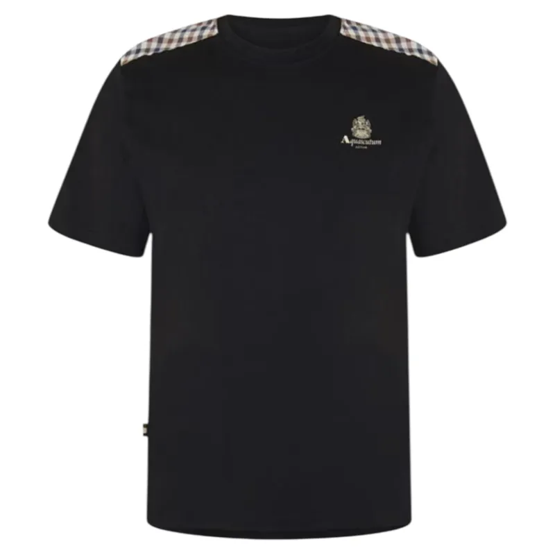 Aquascutum T-shirt Club Check Detail Black