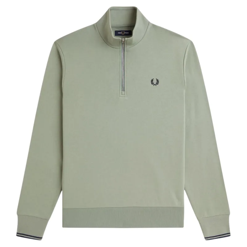 Fred Perry Half Zip Sweatshirt Bayleaf