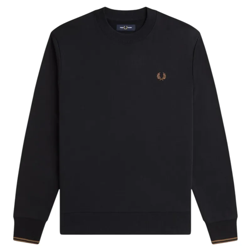Fred Perry M7535-S77 Mens Crew Neck Sweatshirt Black Shaded Stone