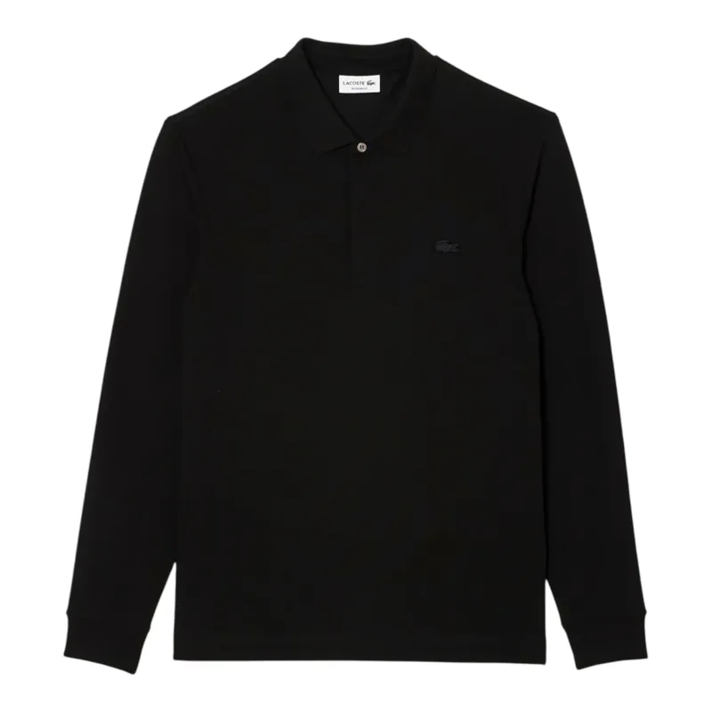 Lacoste Paris Stretch Long Sleeve Piqué Polo Shirt Black
