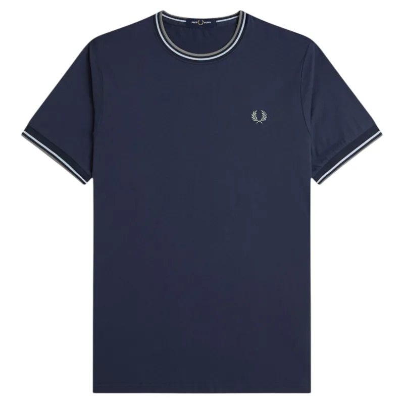 Fred Perry Twin Tipped T-shirt Dark Airforce / Ice / Bayleaf
