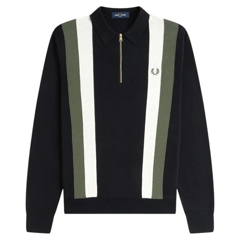Fred Perry Multi Texture Ls Knitted Shirt Black