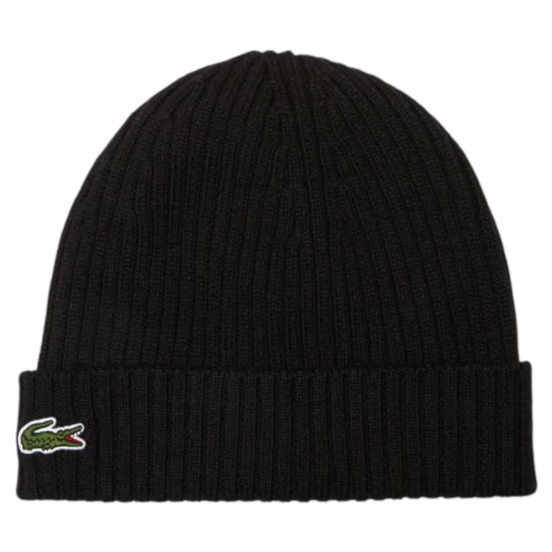 Lacoste Ribbed Wool Beanie Black 