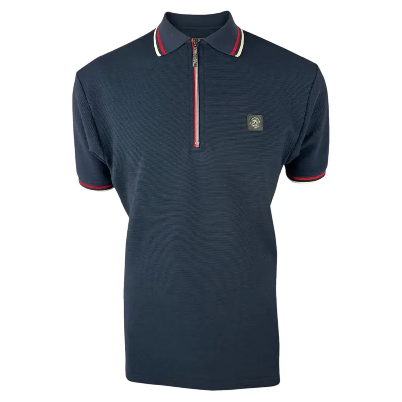Trojan Ottoman Rib Zip Polo Navy