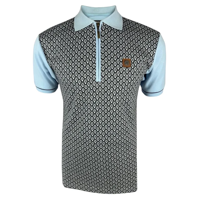 Trojan Jacquard Panel Zip Polo Powder