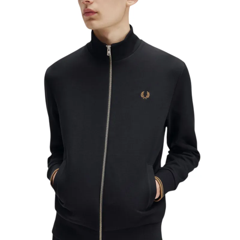 Fred Perry Zip Through Sweatshirt Black / Shadedstone-2