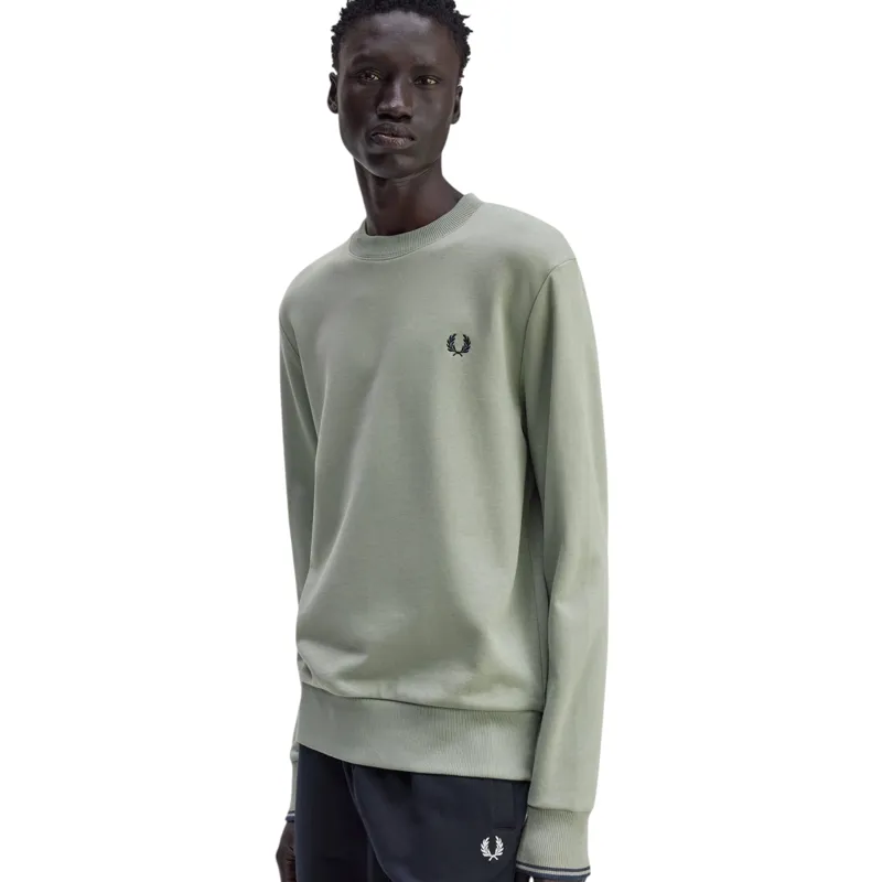Fred Perry Crew Neck Sweatshirt Bayleaf / Navy
