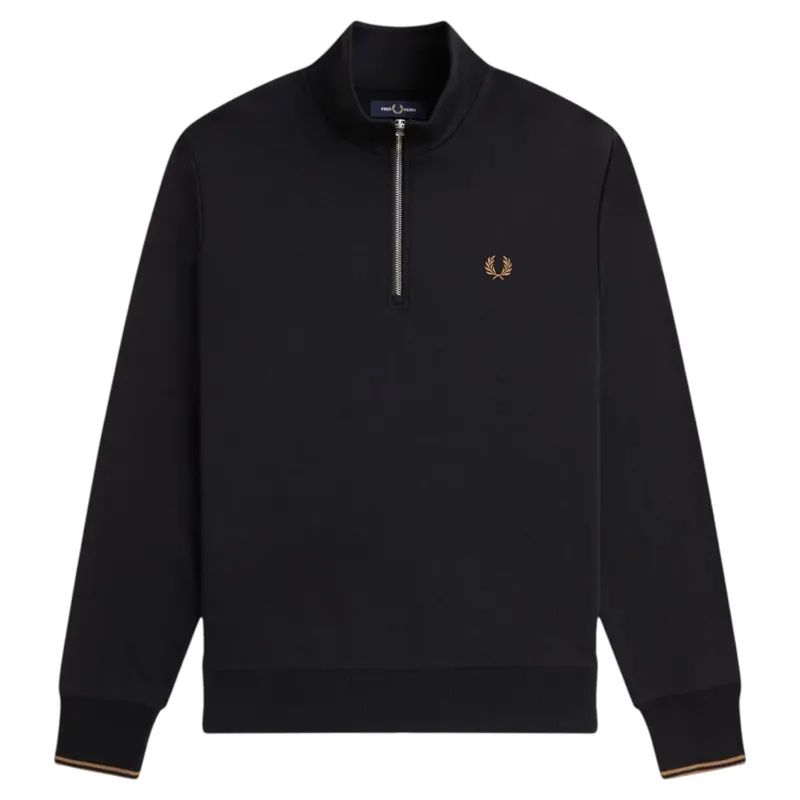 Fred Perry Half Zip Sweatshirt Black / Shaded Stone