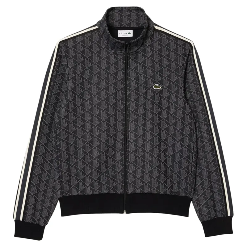 Lacoste Paris Zip-Up Jacquard Track Jacket Black
