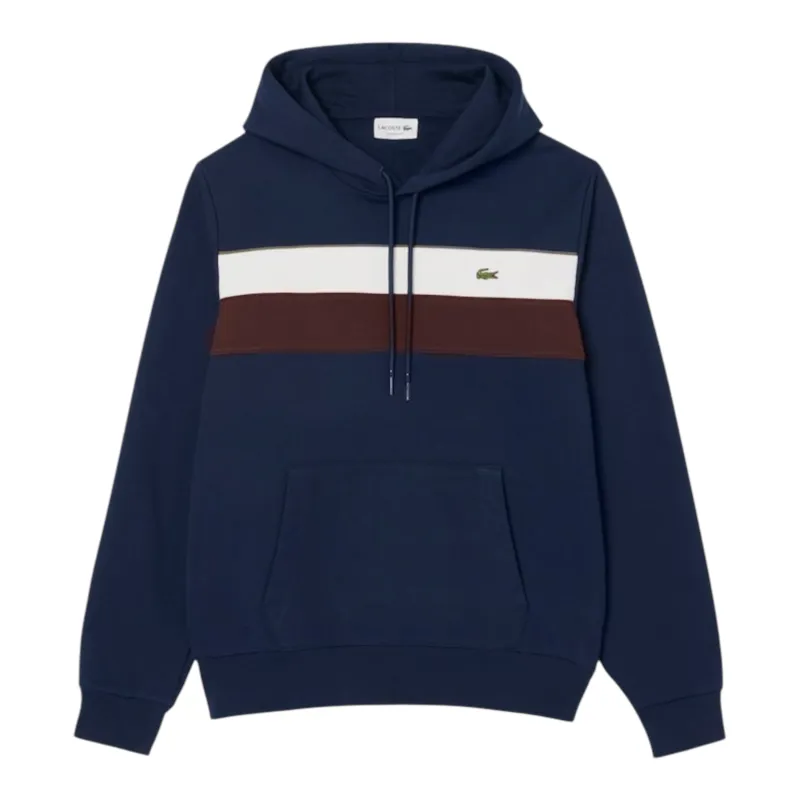 Lacoste Colour Block Fleece Hoodie Navy