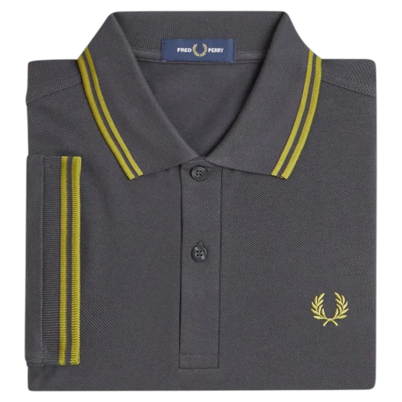 Fred Perry M3600-58A Polo T-shirt Anchor Grey / Tennis Ball Yellow