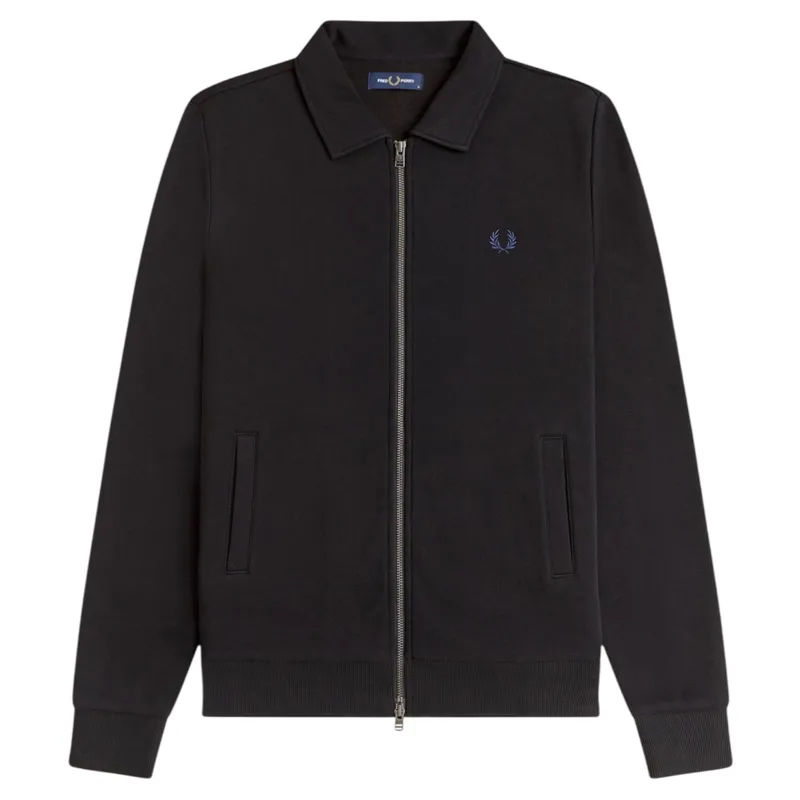 Fred Perry Zip Through Collared Sweatshirt Black SIZE XL ONLY