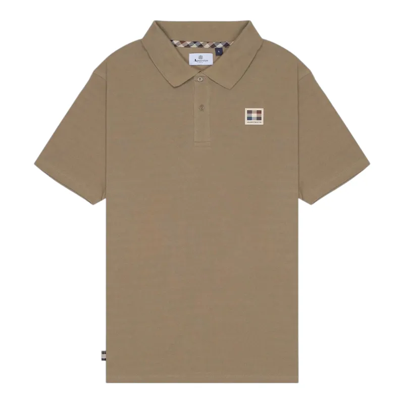 Aquascutum Rubber Patch Pique Polo Beige 