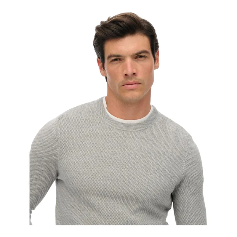 Superdry Light Weight Cotton Texture Jumper Light Grey